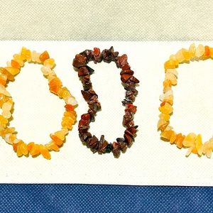 Costume jewelry Three piece elastic earth tone colored bracelet